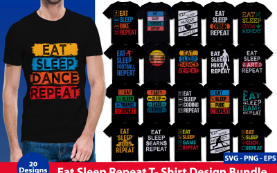 Lot de t-shirts Eat Sleep Repeat
