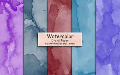 Pacote de papel digital aquarela, fundo de textura de ondas em aquarela de cores neutras
