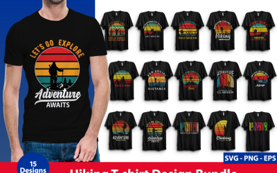 Paquete de diseño de camiseta de senderismo