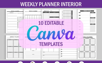 Planificador semanal de 10 plantillas de Canva editables para KDP 01