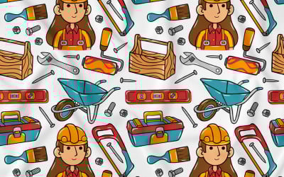 Constructor Kawaii Doodle de patrones sin fisuras 04