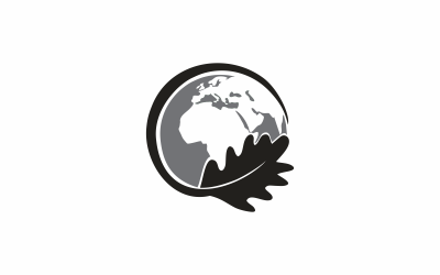 Meşe Yaprağı Dünya Logo Şablonu
