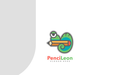 Modèle de logo simple crayon caméléon