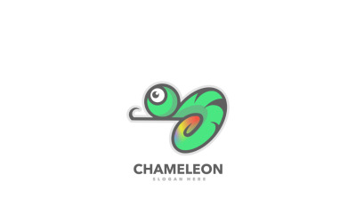 Plantilla de logotipo de dibujos animados lindo camaleón