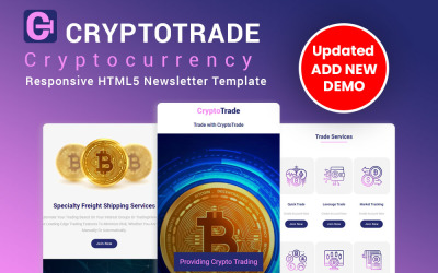 CryptoTrade - Responsiv HTML5 nyhetsbrevsmall för kryptovaluta