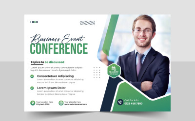 Флаер конференции по корпоративным бизнес-технологиям и дизайн шаблона баннера приглашения на мероприятие