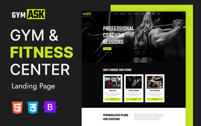 Gymmask - Bootstrap per palestra e fitness HTML5 Modello di una pagina