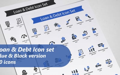 Modello di set di icone di prestito e debito