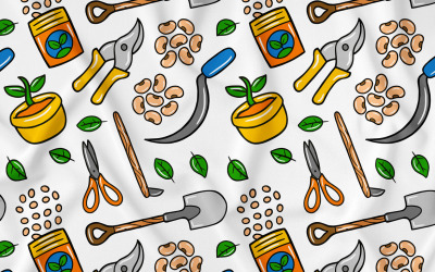 Agricoltura Kawaii Doodle Seamless Pattern 01