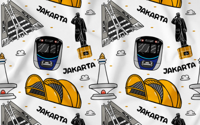 Bezešvý vzor Jakarta Kawaii Doodle 03
