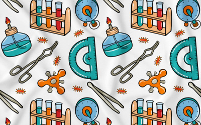 Ciencia Kawaii Doodle de patrones sin fisuras 03