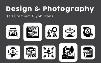 Design och fotografi Glyph ikoner
