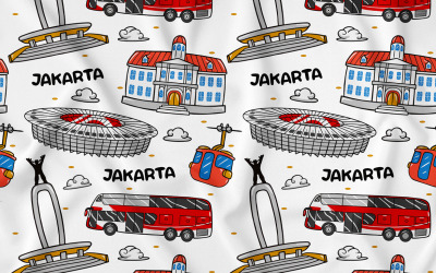 Dżakarta Kawaii Doodle bezszwowy wzór 01