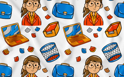 İş Kawaii Doodle Dikişsiz Desen 04