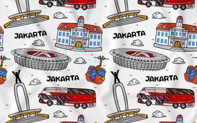 Jakarta-Kawaii-Gekritzel-nahtloses Muster 01