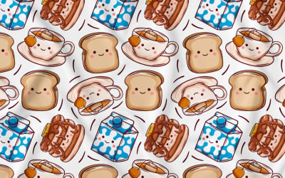 Kawaii Breakfast Seamless Pattern #02