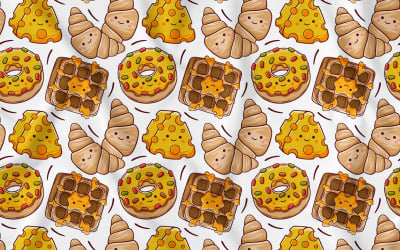 Kawaii Breakfast Seamless Pattern #03