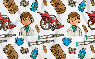 Kawaii médico sem costura padrão 04