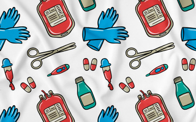 Medical Kawaii Doodle Seamless Pattern 01