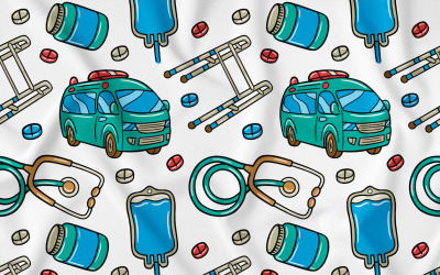 Modello medico Kawaii Doodle senza cuciture 03