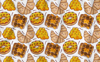 Modello senza cuciture per la colazione Kawaii #03