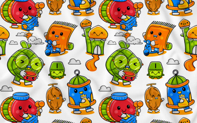 Nahtloses Muster des Ramadan-niedlichen Charakter-Satzes Auch im corel abgehobenen Betrag