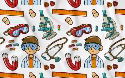 Science Kawaii Doodle Seamless Pattern 04