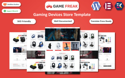 Game Freak – Játékeszközök és -kiegészítők boltja WooCommerce Elementor sablon