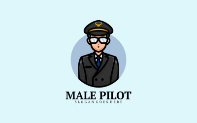Male Pilot Cartoon Logo Style