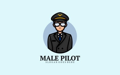 Mannelijke piloot Cartoon Logo-stijl