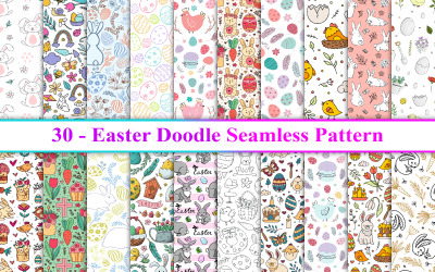 Modello senza cuciture di Doodle di Pasqua, modello senza cuciture di Doodle di giorno di Pasqua