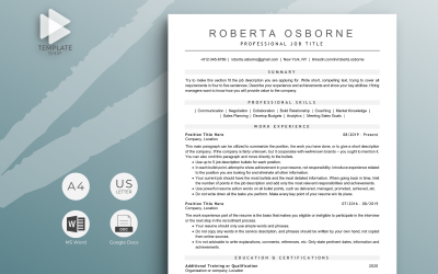 Plantilla de currículum profesional Roberta Osborne
