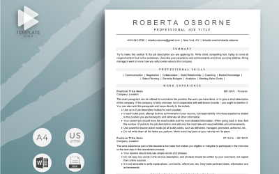 Professional Resume Template Roberta Osborne