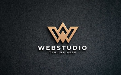 Web Studio - Bokstav W Logotyp Mall