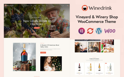 Winedrink - Wine &amp;amp; Brewery Store Elementor WooCommerce Duyarlı Teması