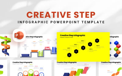 Plantilla de PowerPoint con infografía de pasos creativos