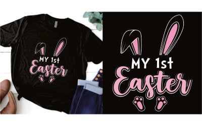 Conception de t-shirt joyeux lapin et patte de pâques