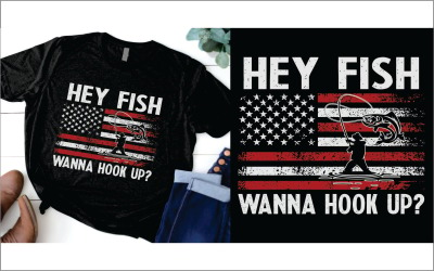 Design de camisa de pesca engraçado Hey Fish Wanna Hook Up