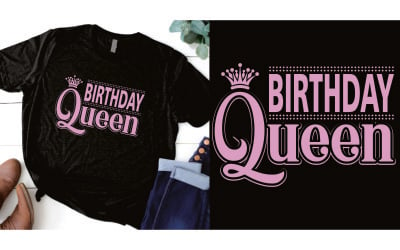 Diseño de reina de cumpleaños para camiseta con corona.