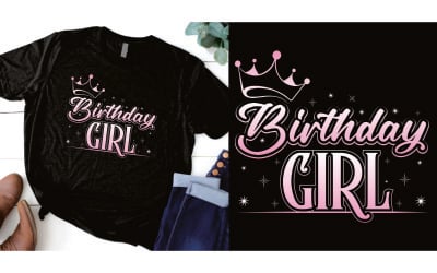 Fille d&amp;#39;anniversaire avec un design de t-shirt couronne
