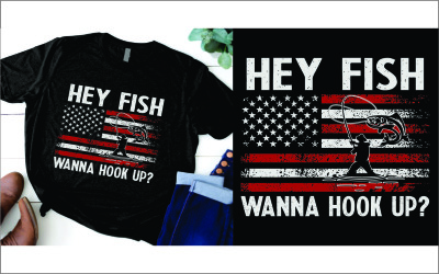 Hey fisk vill haka upp rolig fiskeskjortadesign