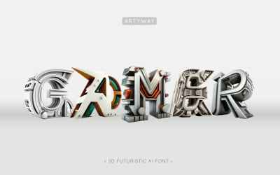 3D futuristické hráčské písmo pro logo