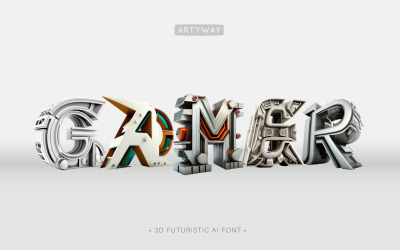 3D futuristische Gamer-Schriftart für Logo