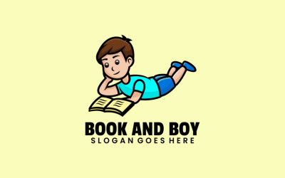 Jongen Leest Boek Cartoon Logo