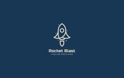 Rocket Blast Line Art Logo
