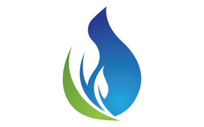 Gota de agua y hoja fresca naturaleza ecología energía logo v13