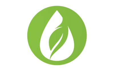 Gota de agua y hoja fresca naturaleza ecología energía logo v32