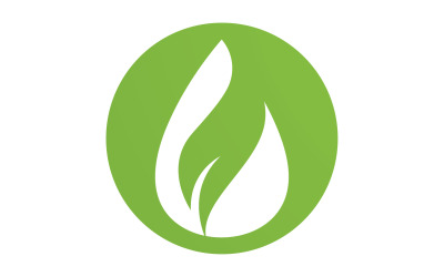 Su damlası ve yaprak taze doğa ekoloji enerji logosu v28