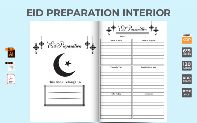 Eid Vorbereitung Tagebuch Innenraum Vektor