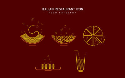 Icône de restaurant italien avec une illustration Fuuny